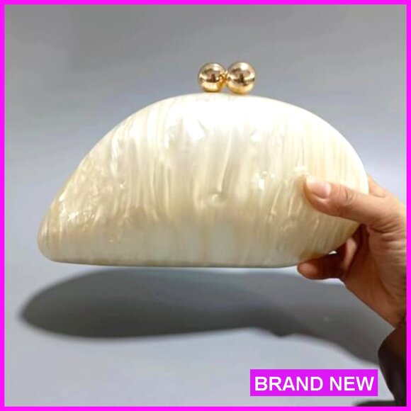 Acrylic Shell Clutch Evening Bag Elegant Glitter Handbag for Wedding Party